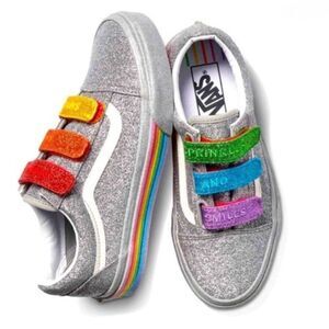 Vans X Amirah Kassem “Flour Shop” Silver Glitter Sprinkles And Smiles Sneakers